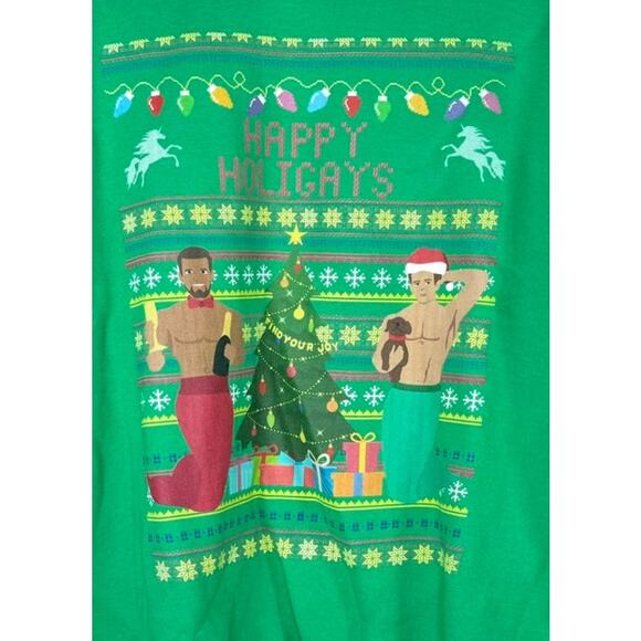 Gildan Happy Holigays Christmas Sweatshirt Large NWOT LGBTQ - Picture 2 of 9